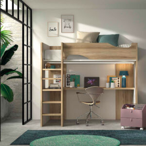 Cama litera con mesa inferior